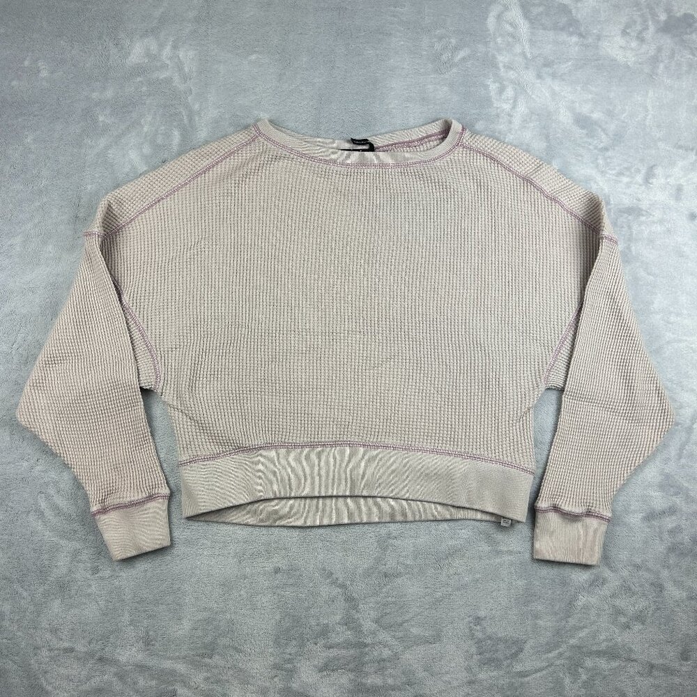 Urban Outfitters Cropped Top Women Size S Petite Tan Henley Waffle Knit